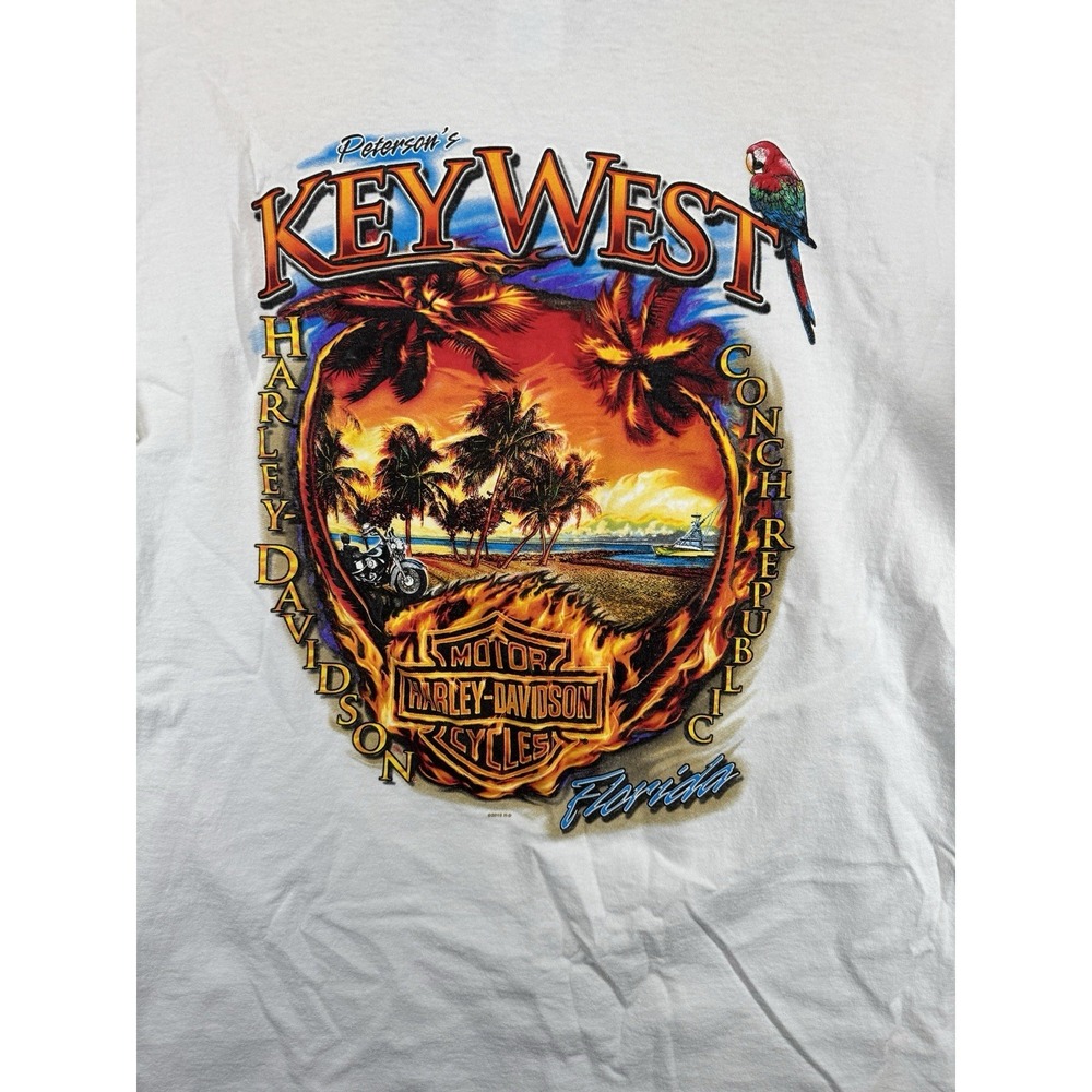 Harley-Davidson Key West Florida T-Shirt White Graphic Print 2010 Men's 2XL READ - Picture 3 of 5